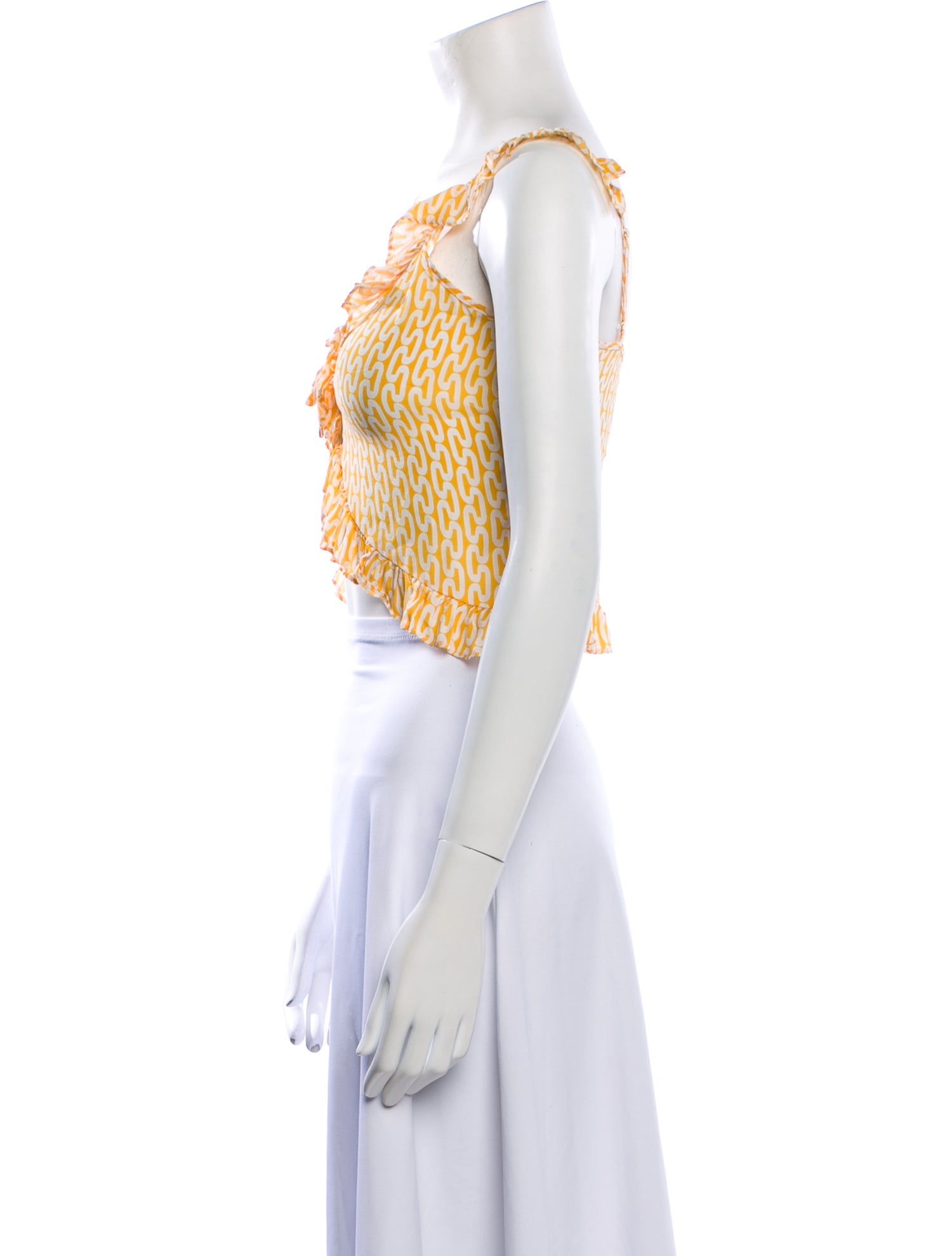 Paloma Blue Silk Printed Crop Top