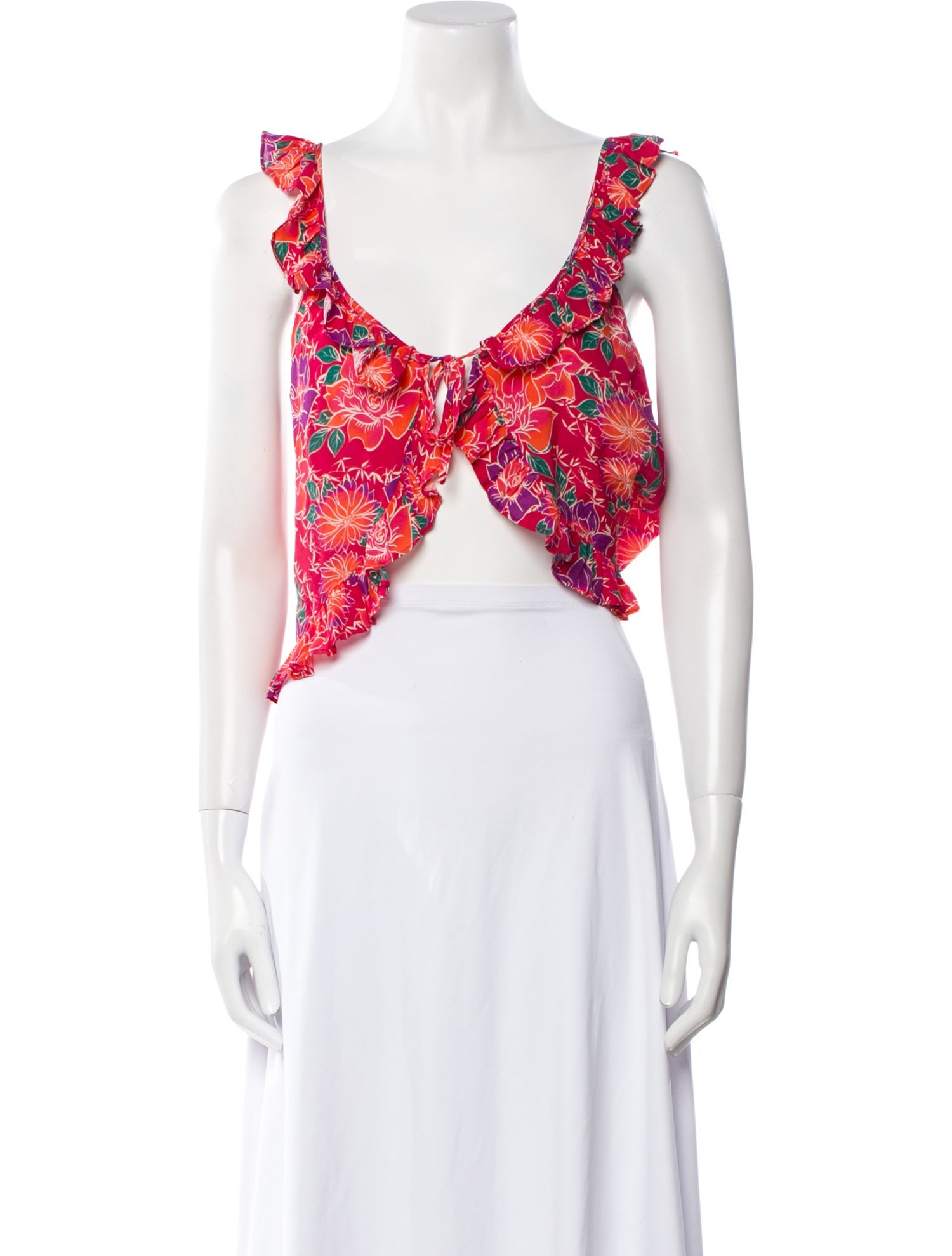 Paloma Blue Floral Print V-Neck Crop Top