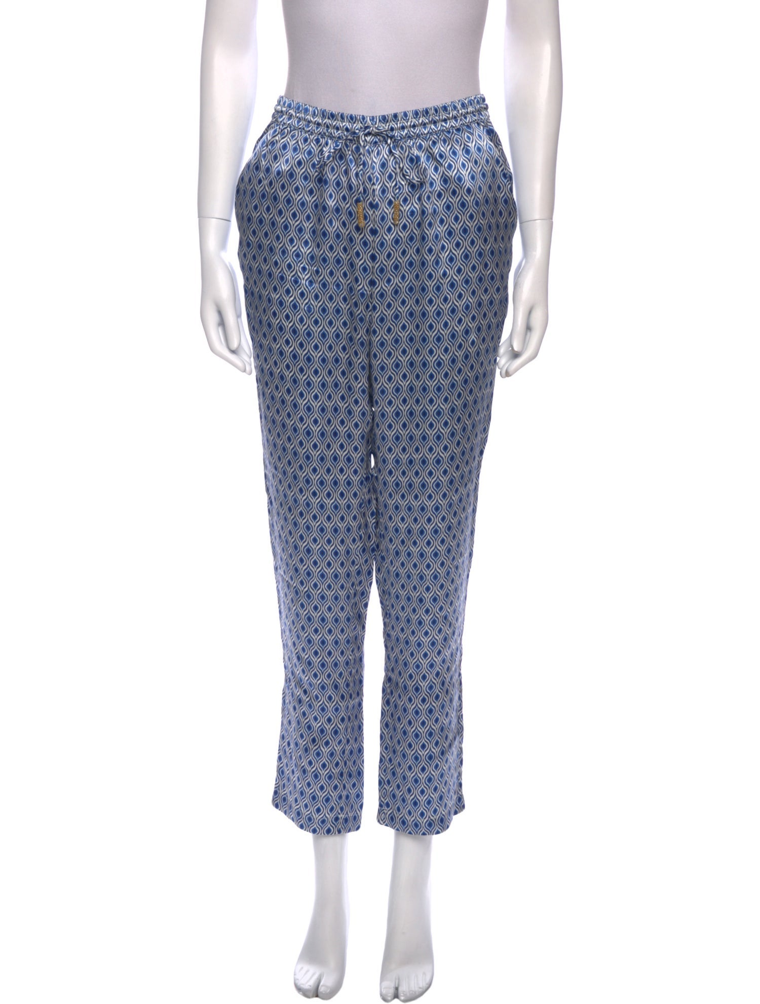 Paloma Blue Silk Straight Leg Pants