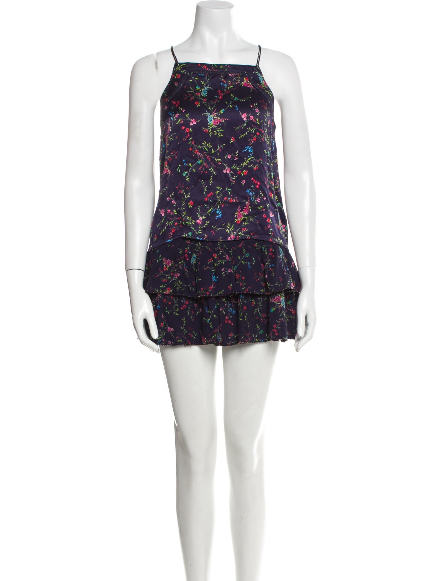 Paloma Blue Silk Printed Skirt Set