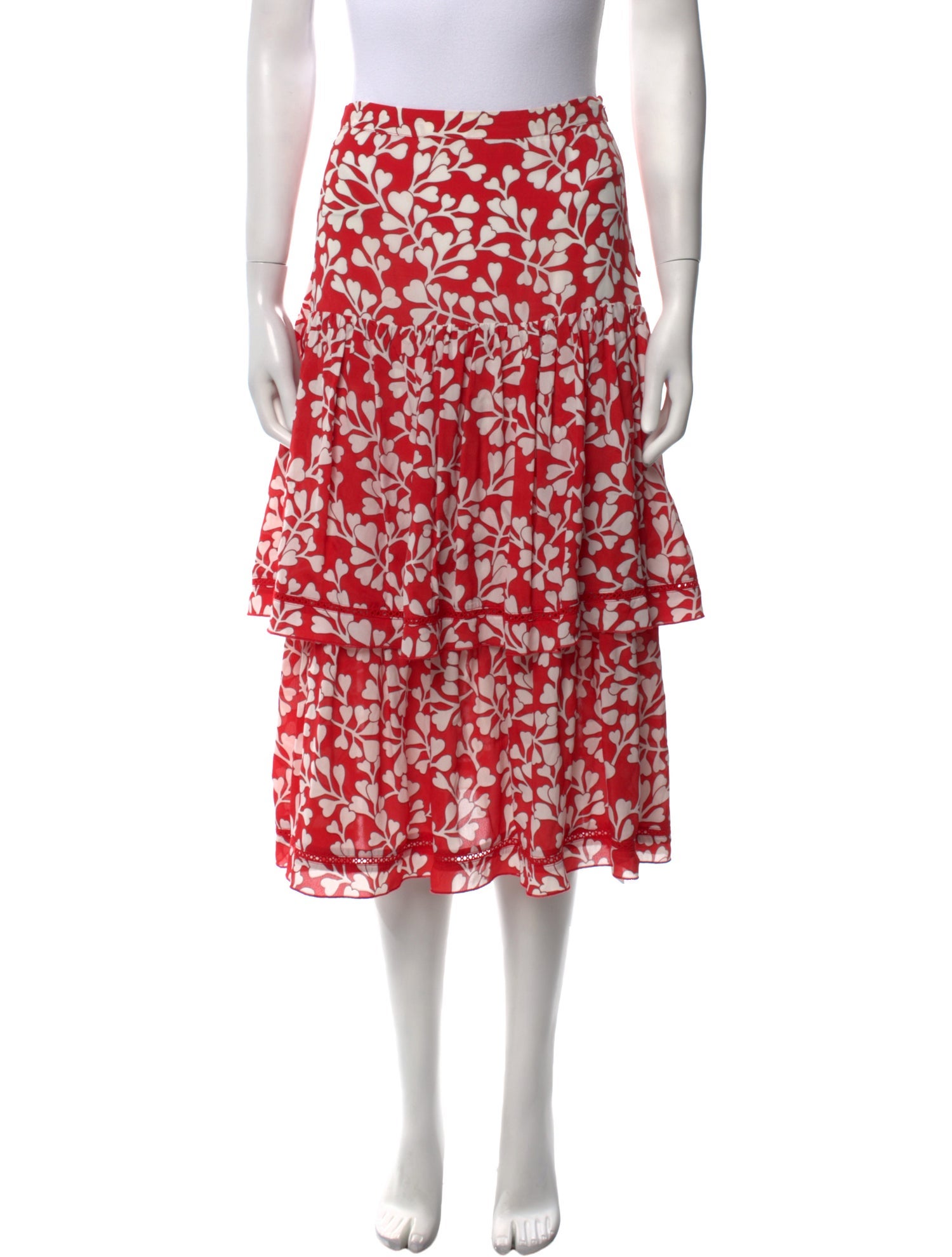 Paloma Blue Floral Print Midi Length Skirt