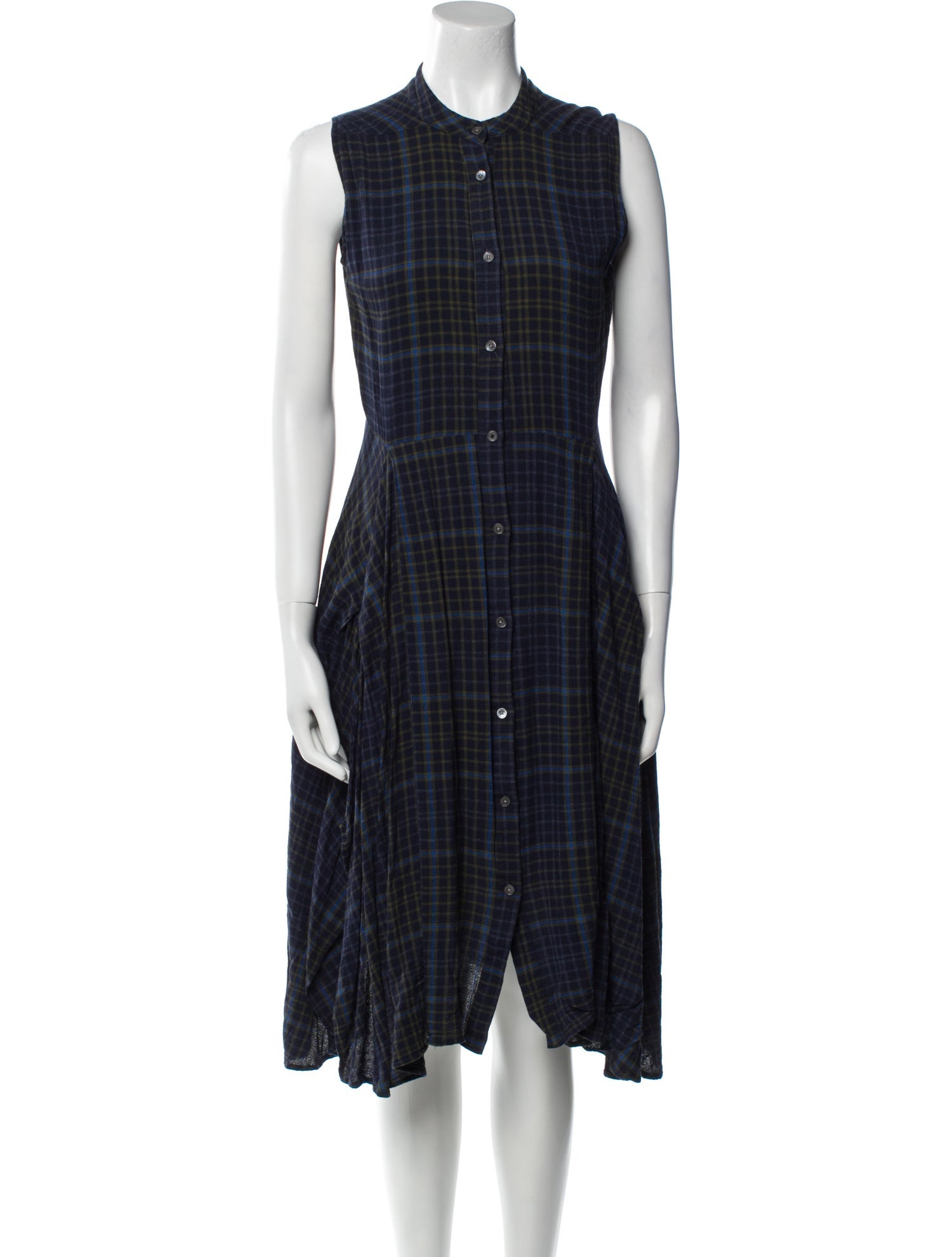 Public School Plaid Print Midi Length Dress