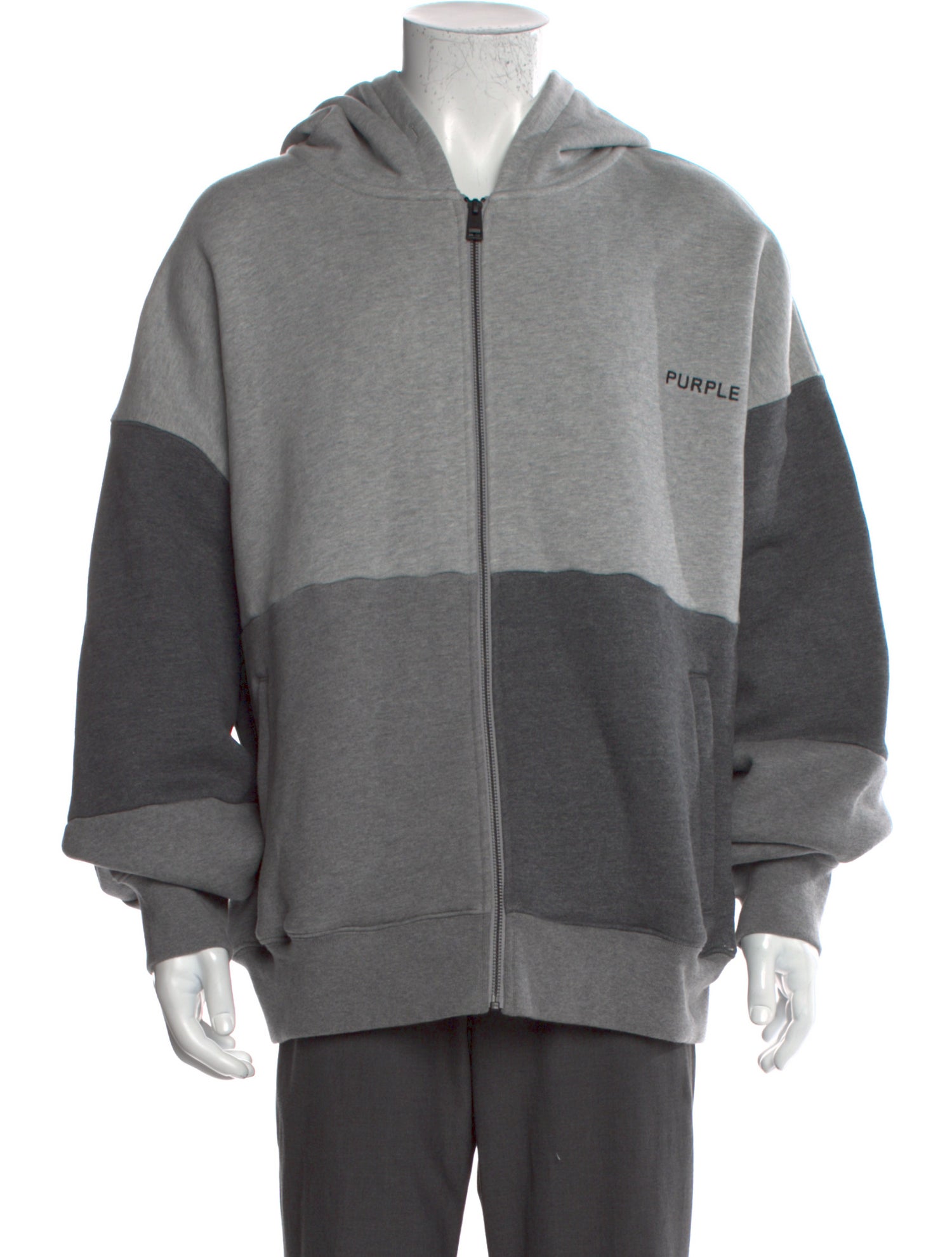 Purple Brand Colorblock Pattern V-Neck Hoodie w/ Tags