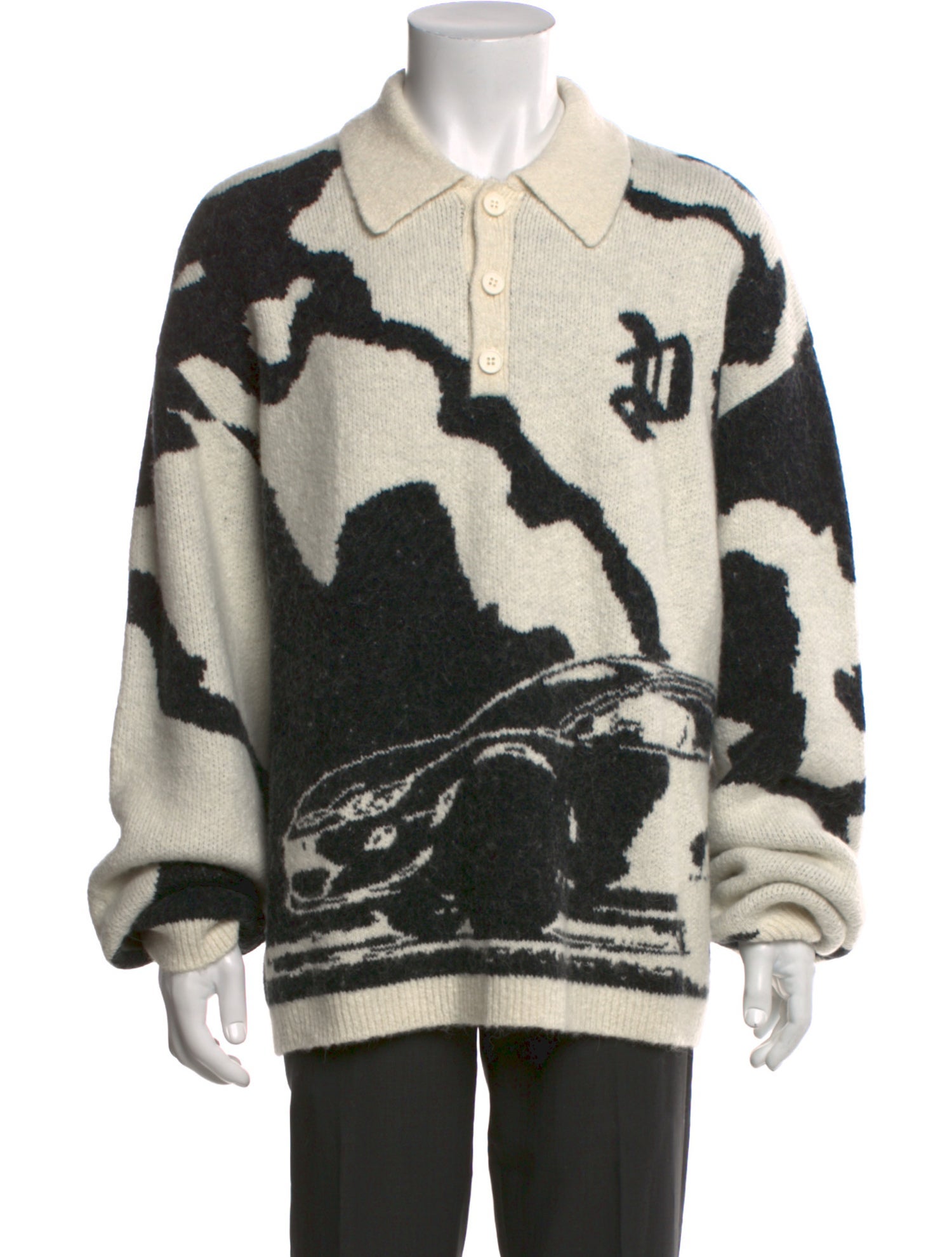 Purple Brand Printed Collar Polo Sweater