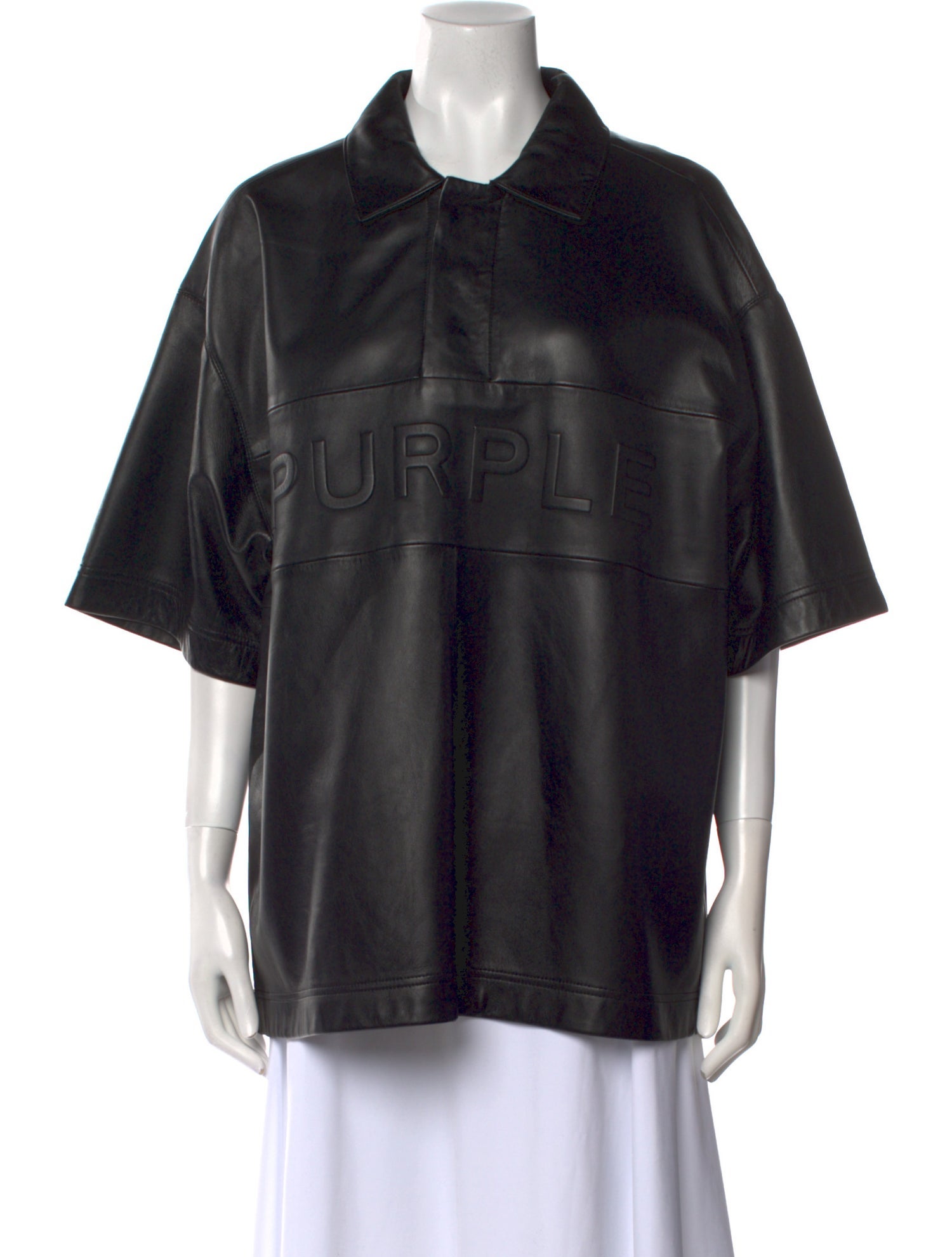 Purple Brand Lamb Leather Crew Neck Polo