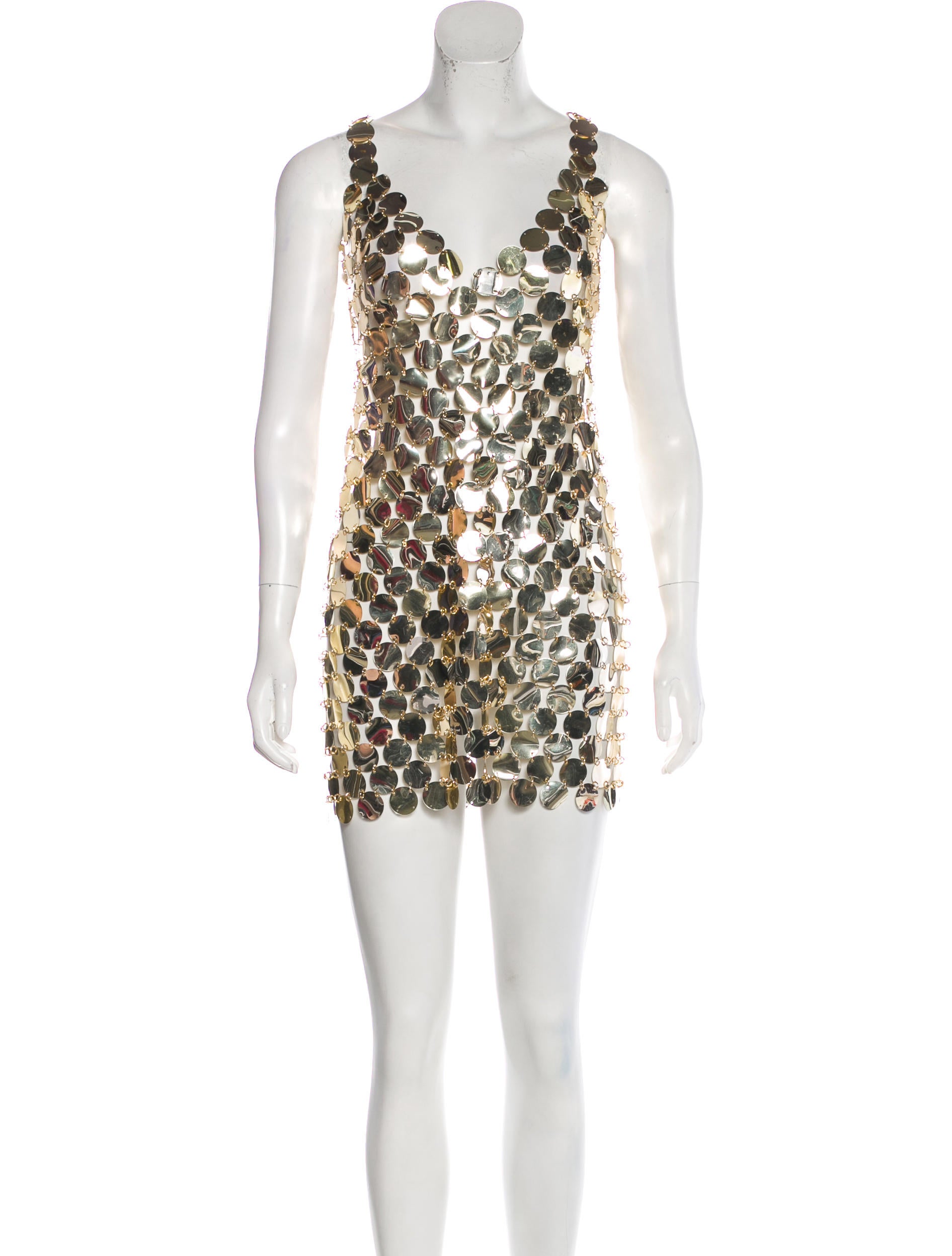 green emerald velvet dress Rare 1970s Paco Rabanne Chain Mail Dress & Headpiece – Shrimpton Couture main image 0