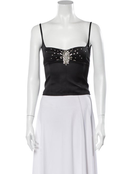 Paco Rabanne Square Neckline Sleeveless Top Black