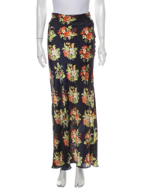 Paco Rabanne Floral Print Long Skirt Blue