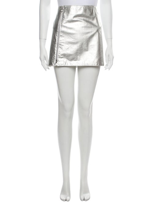 Paco Rabanne Lamb Leather Mini Skirt Silver