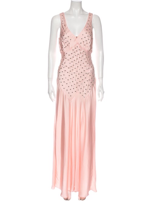 Paco Rabanne V-Neck Long Dress Pink