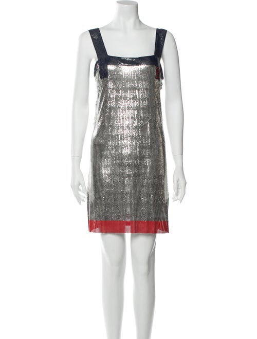 Paco Rabanne Square Neckline Mini Dress Silver