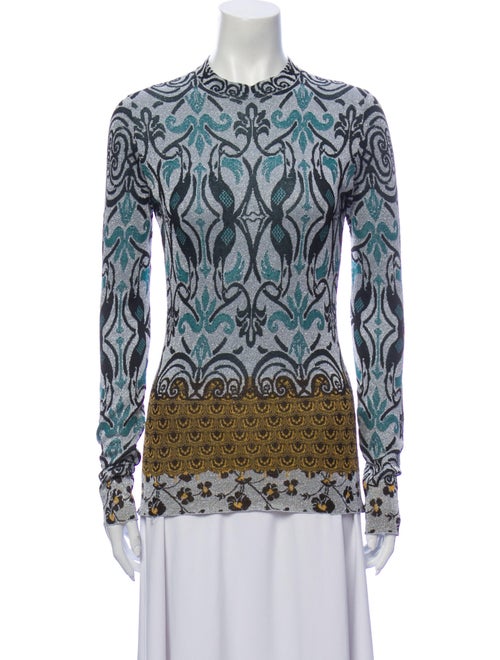 Paco Rabanne Printed Crew Neck Tunic Blue