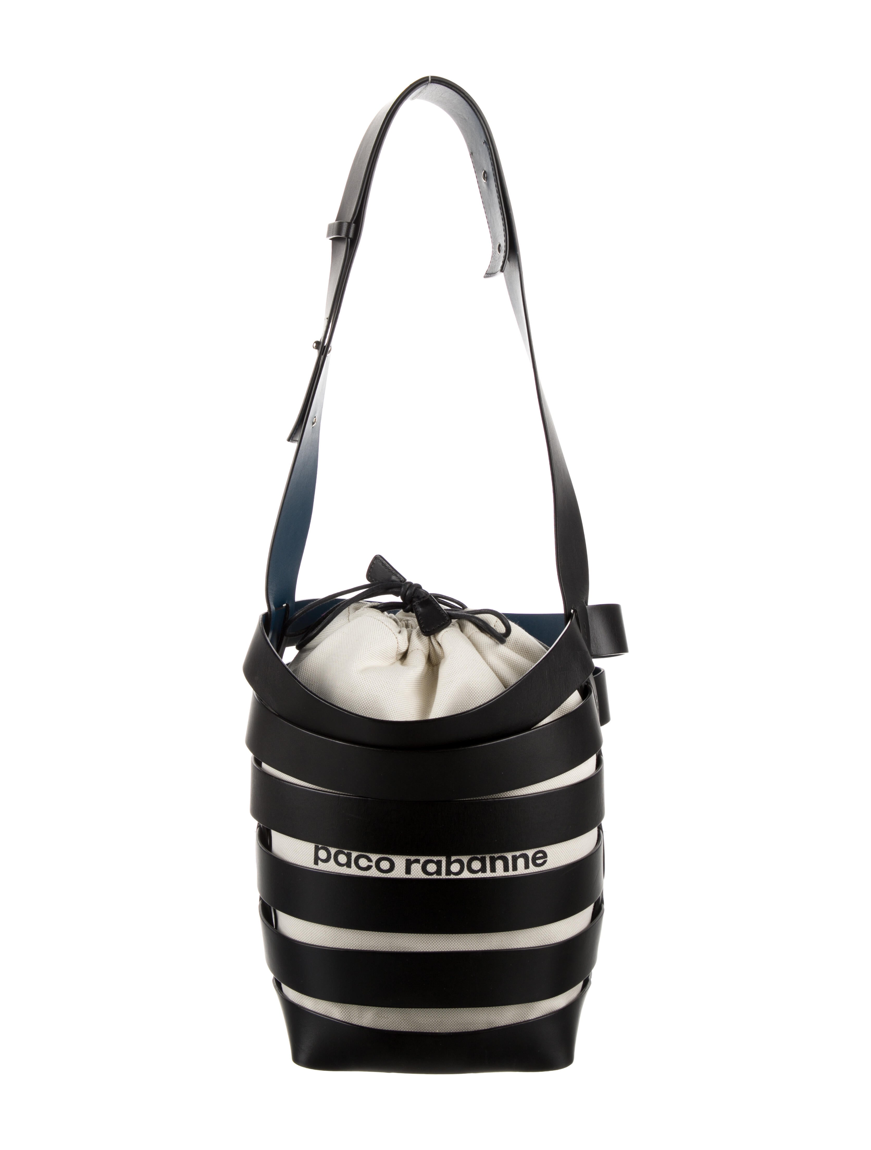 Paco Rabanne Cage Leather Bucket Bag - Black Bucket Bags, Handbags