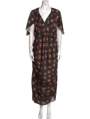 Paco Rabanne Dresses Floral Print Long Dress Us10, Fr42 | L