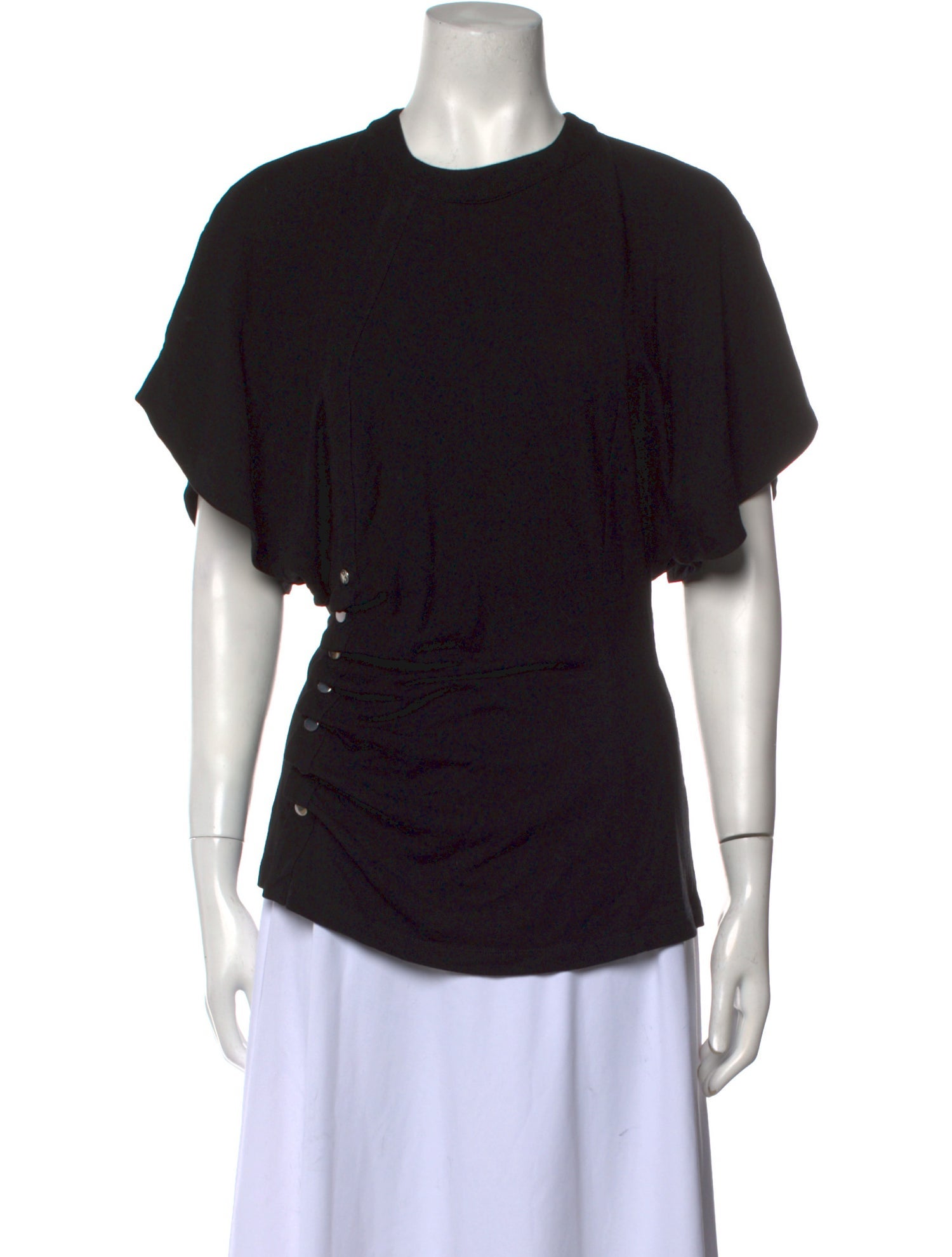 Paco Rabanne Crew Neck Short Sleeve TShirt Black Tops, Clothing