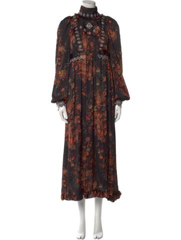 Paco Rabanne Dresses Floral Print Long Dress Us6, Fr38 | M
