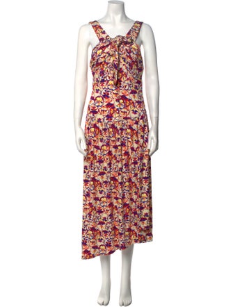 Paco Rabanne Floral Print Midi Length Dress