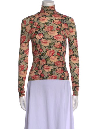 Paco Rabanne Floral Print Turtleneck Top