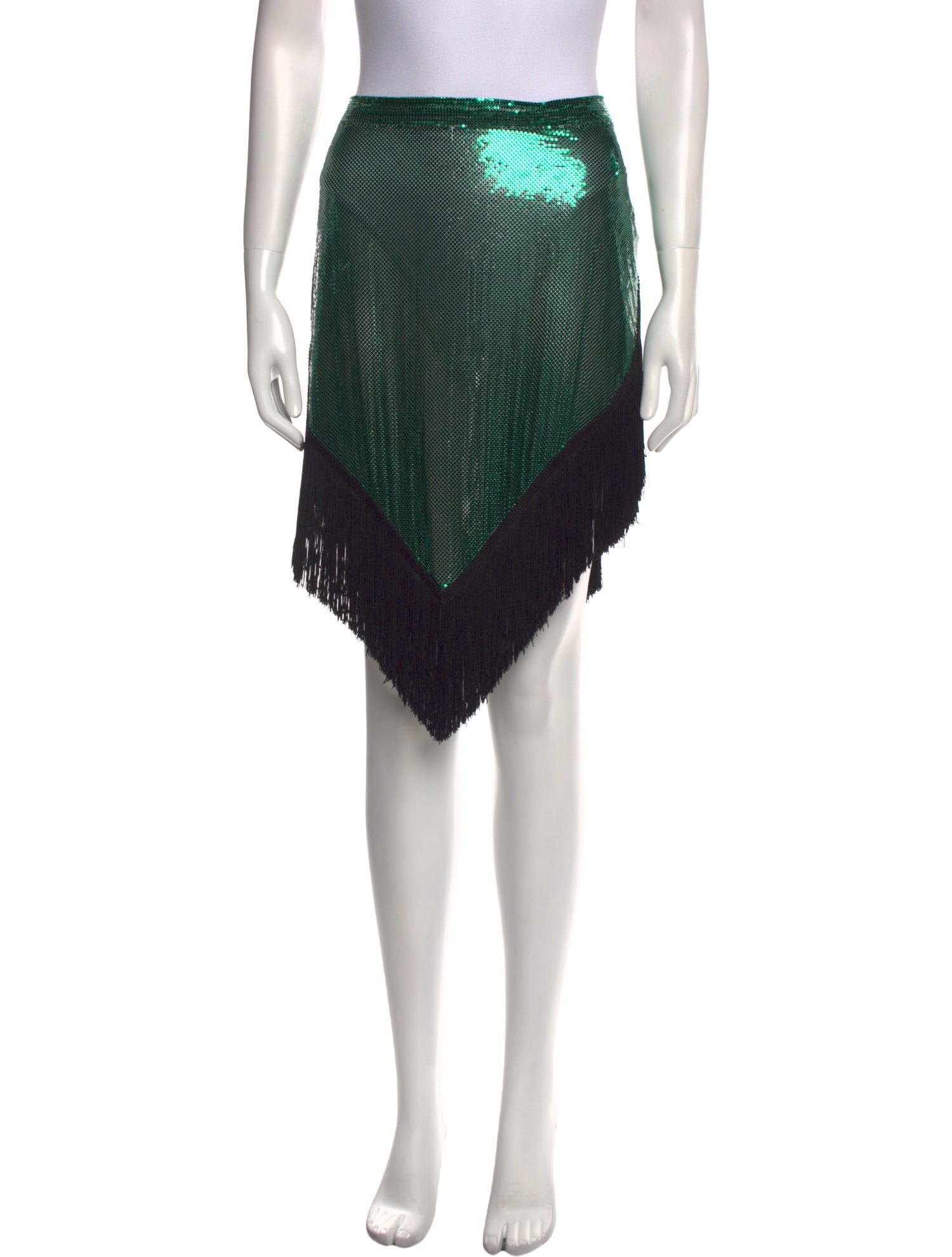 Paco Rabanne Fringe Trim Accent Knee-Length Skirt