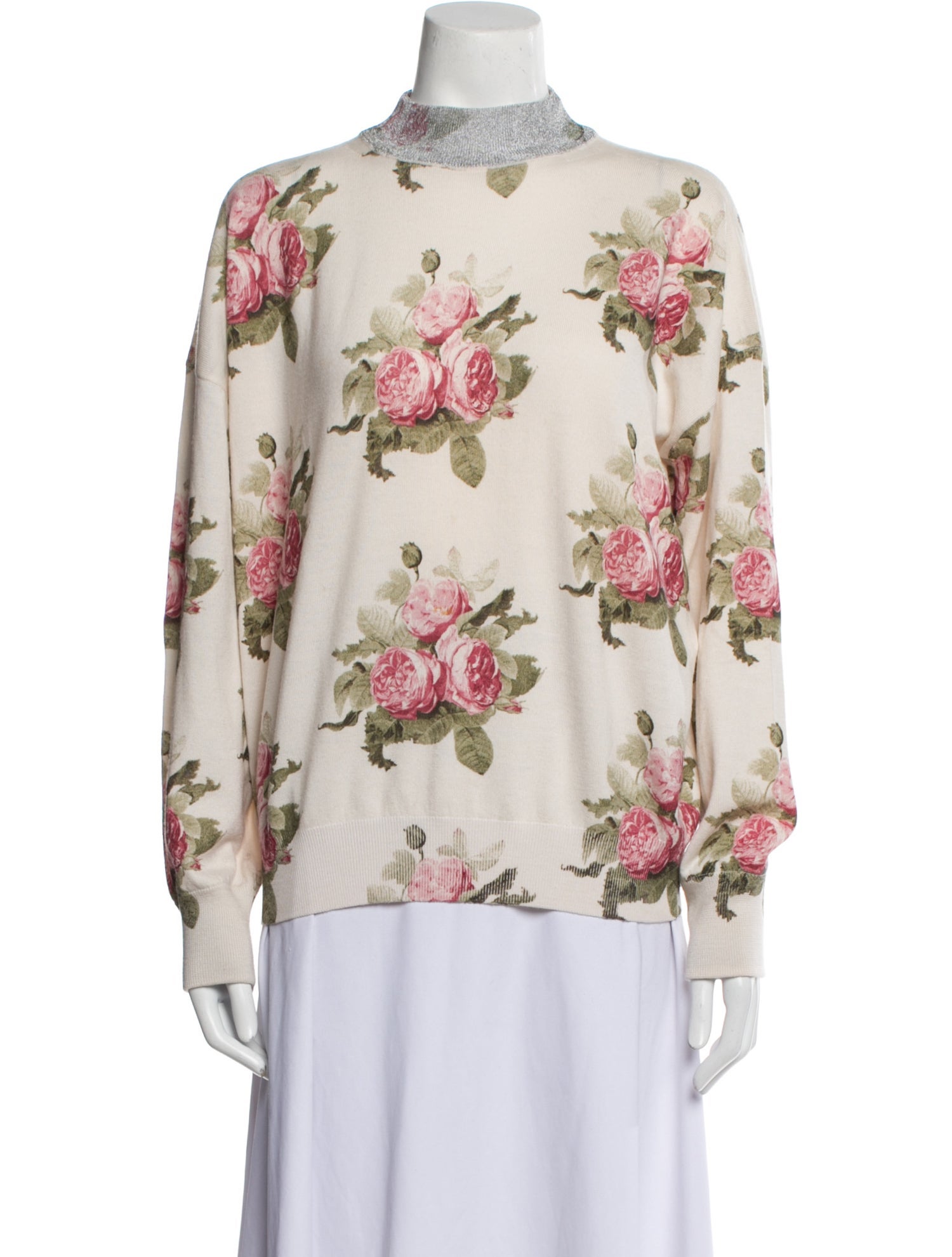 Paco Rabanne Virgin Wool Floral Print Sweater