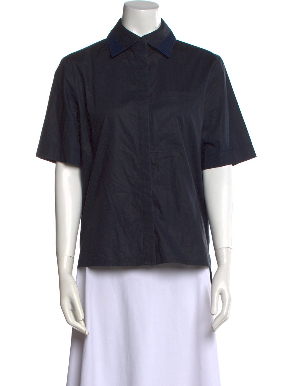 Paco Rabanne Button-Up Top Blue Short Sleeve with Collar