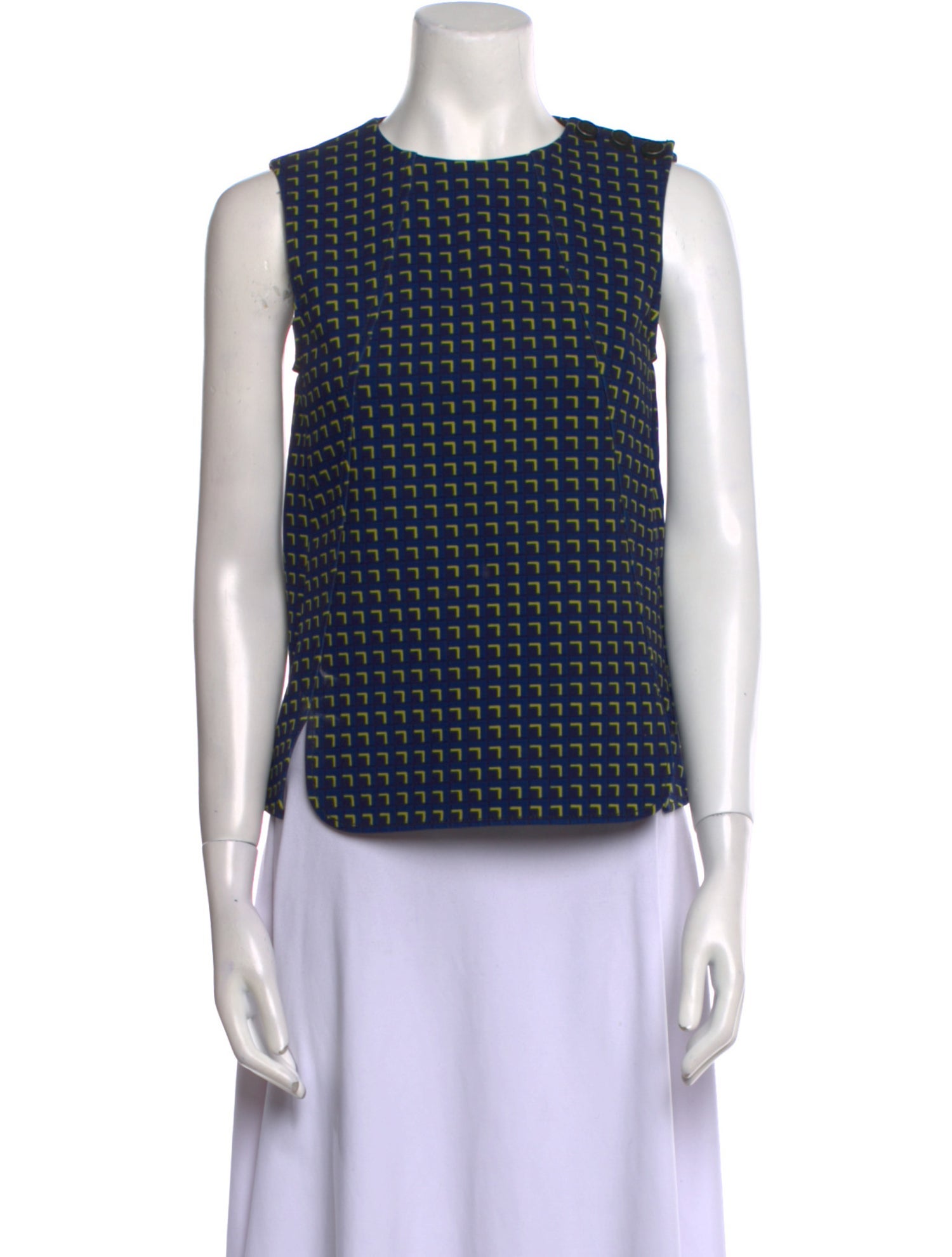 Paco Rabanne Plaid Print Crew Neck Top