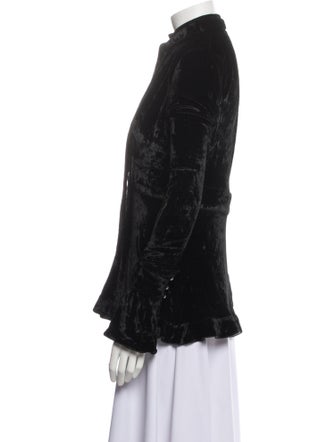 Paco Rabanne Mock Neck Long Sleeve Button-Up Top