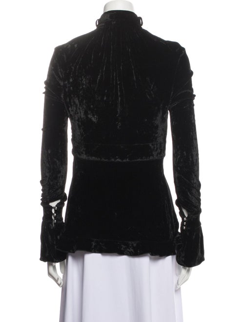 Paco Rabanne Mock Neck Long Sleeve Button-Up Top