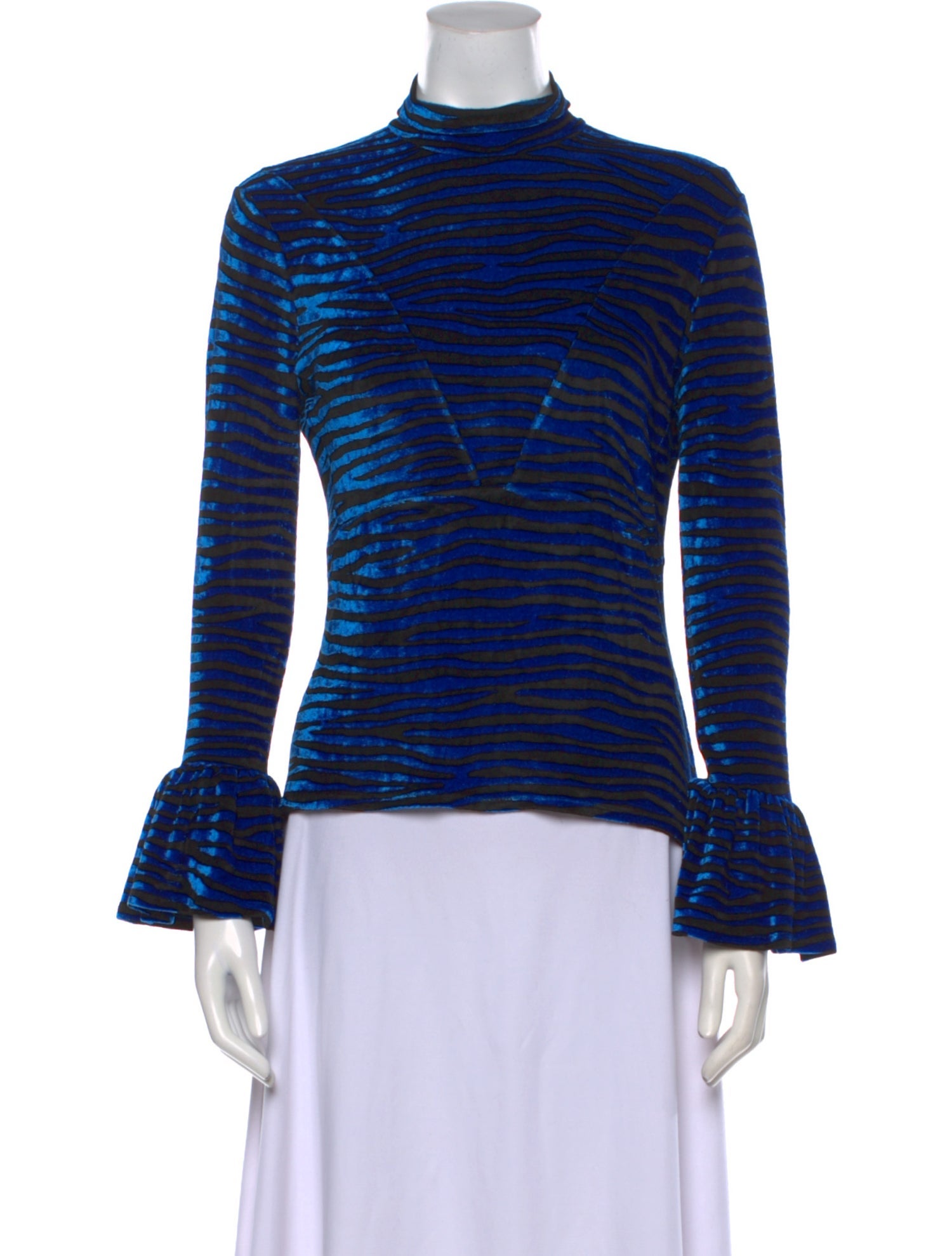 Paco Rabanne Striped Mock Neck Top