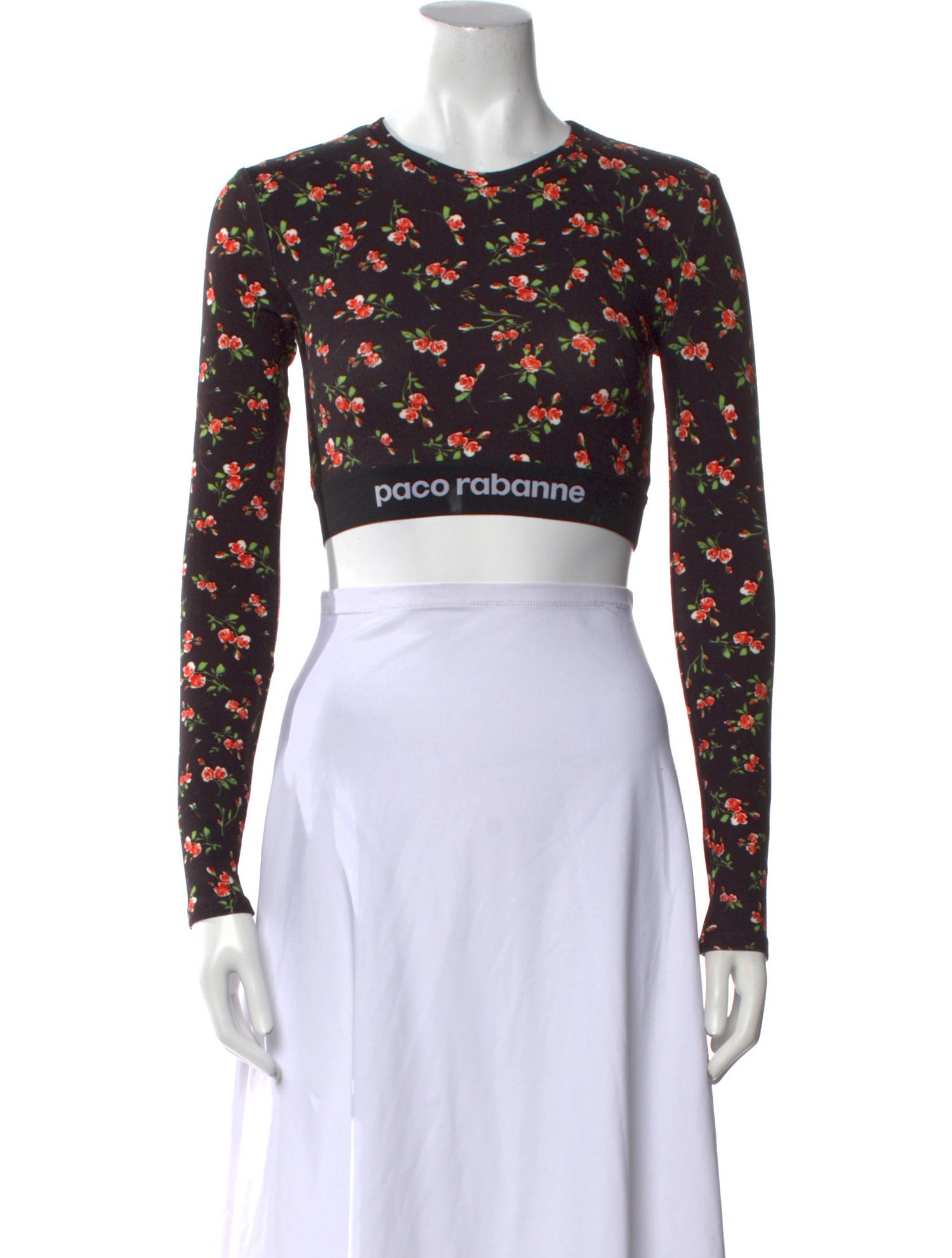 Paco Rabanne Printed Crew Neck Crop Top