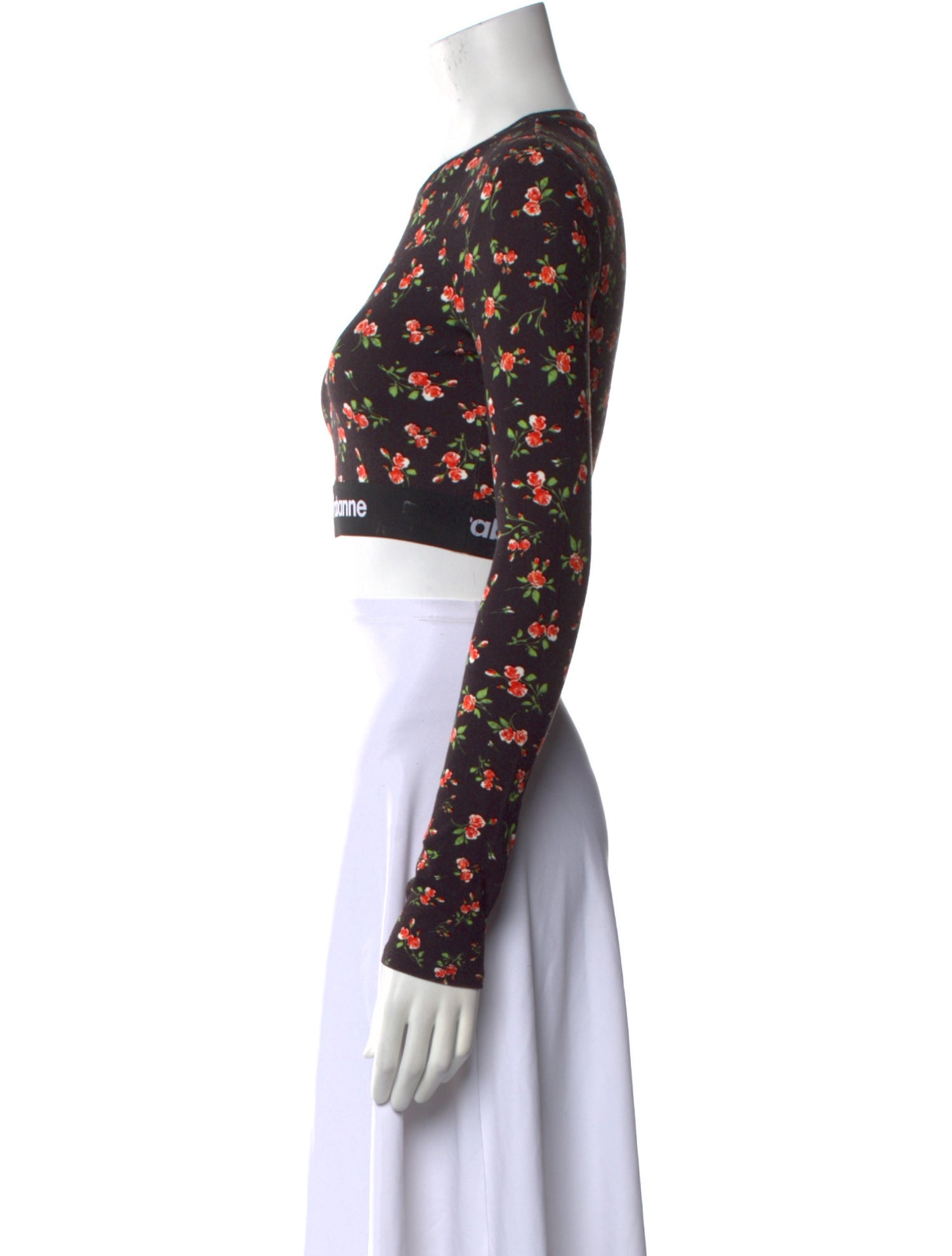 Paco Rabanne Printed Crew Neck Crop Top