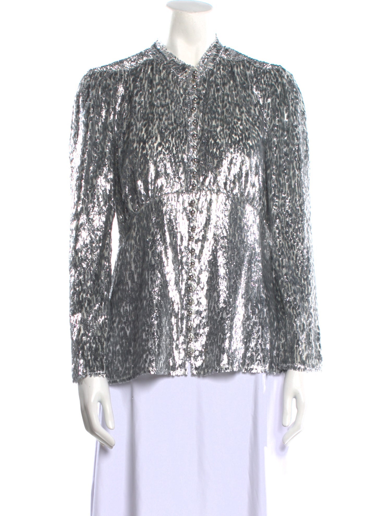 Paco Rabanne Printed Mock Neck Blouse w/ Tags
