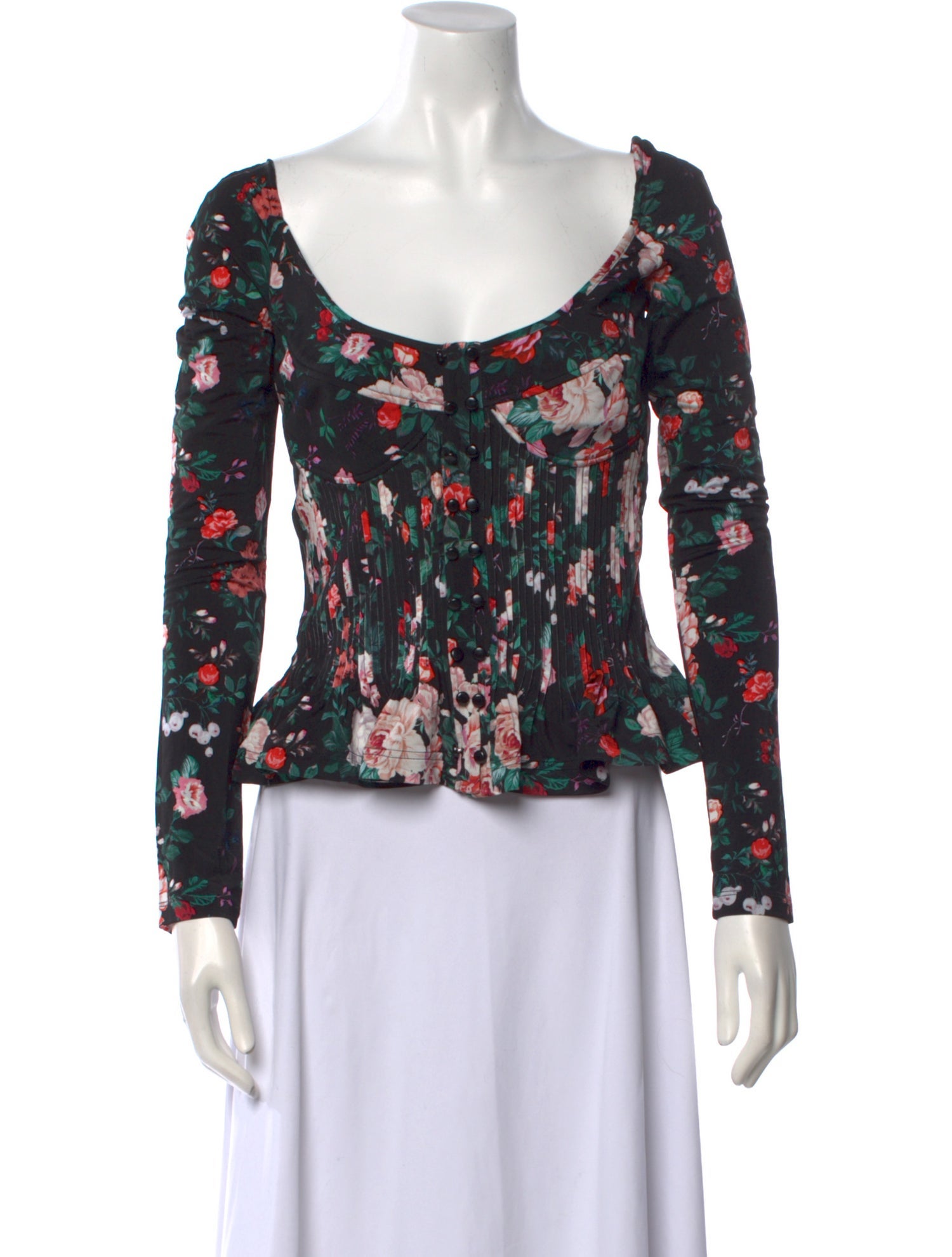 Paco Rabanne Floral Print Scoop Neck Blouse