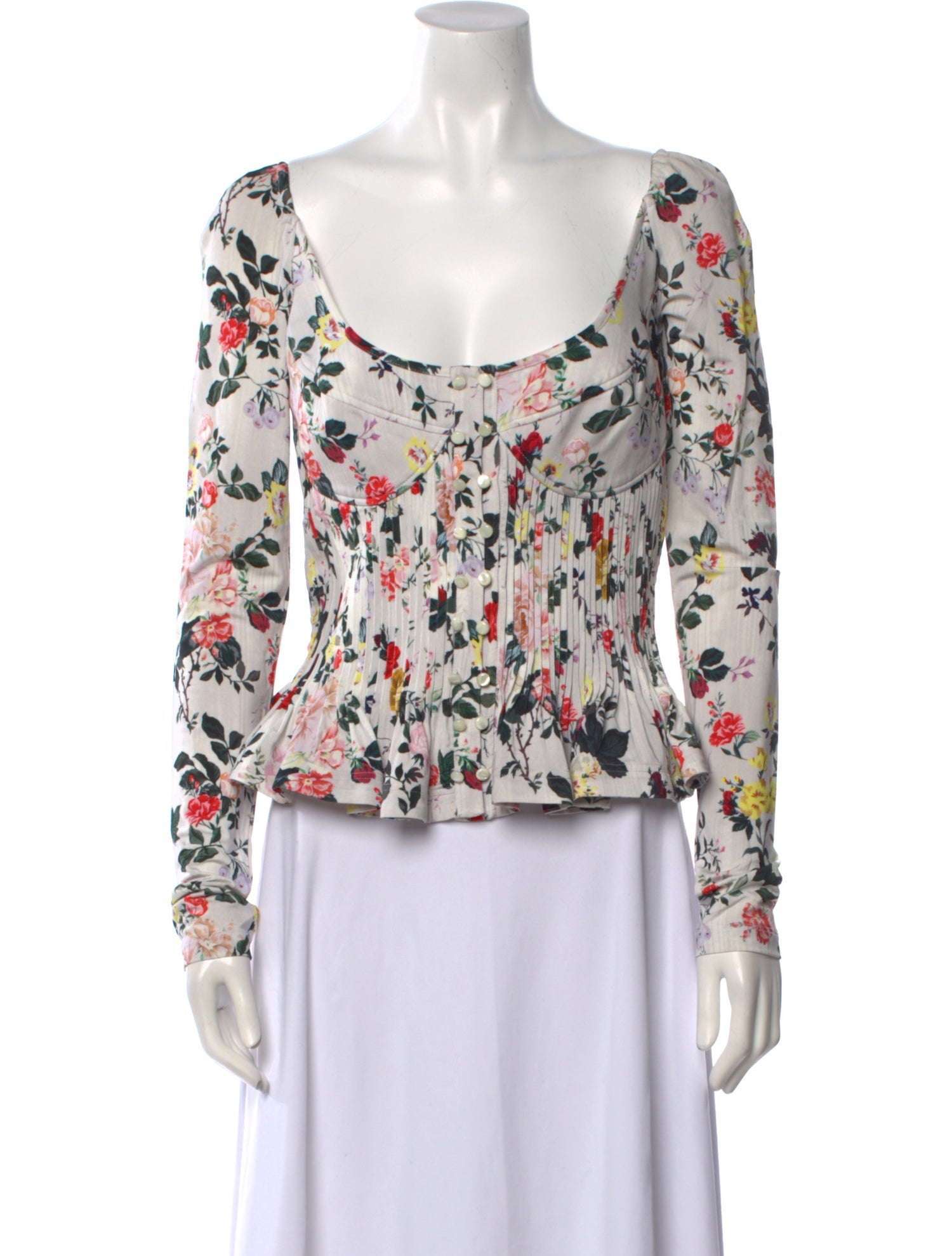 Paco Rabanne Floral Print Scoop Neck Blouse