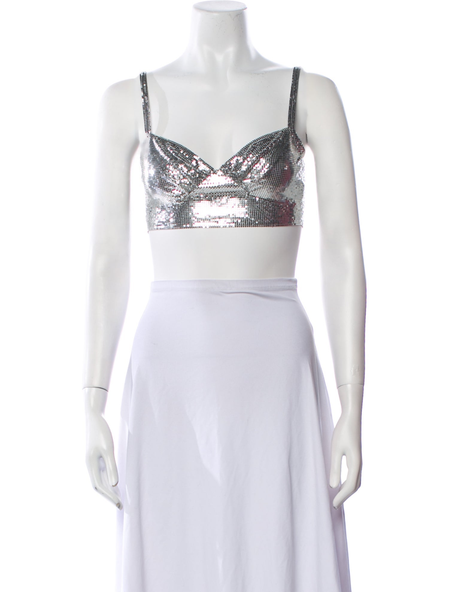 Paco Rabanne Square Neckline Sleeveless Crop Top