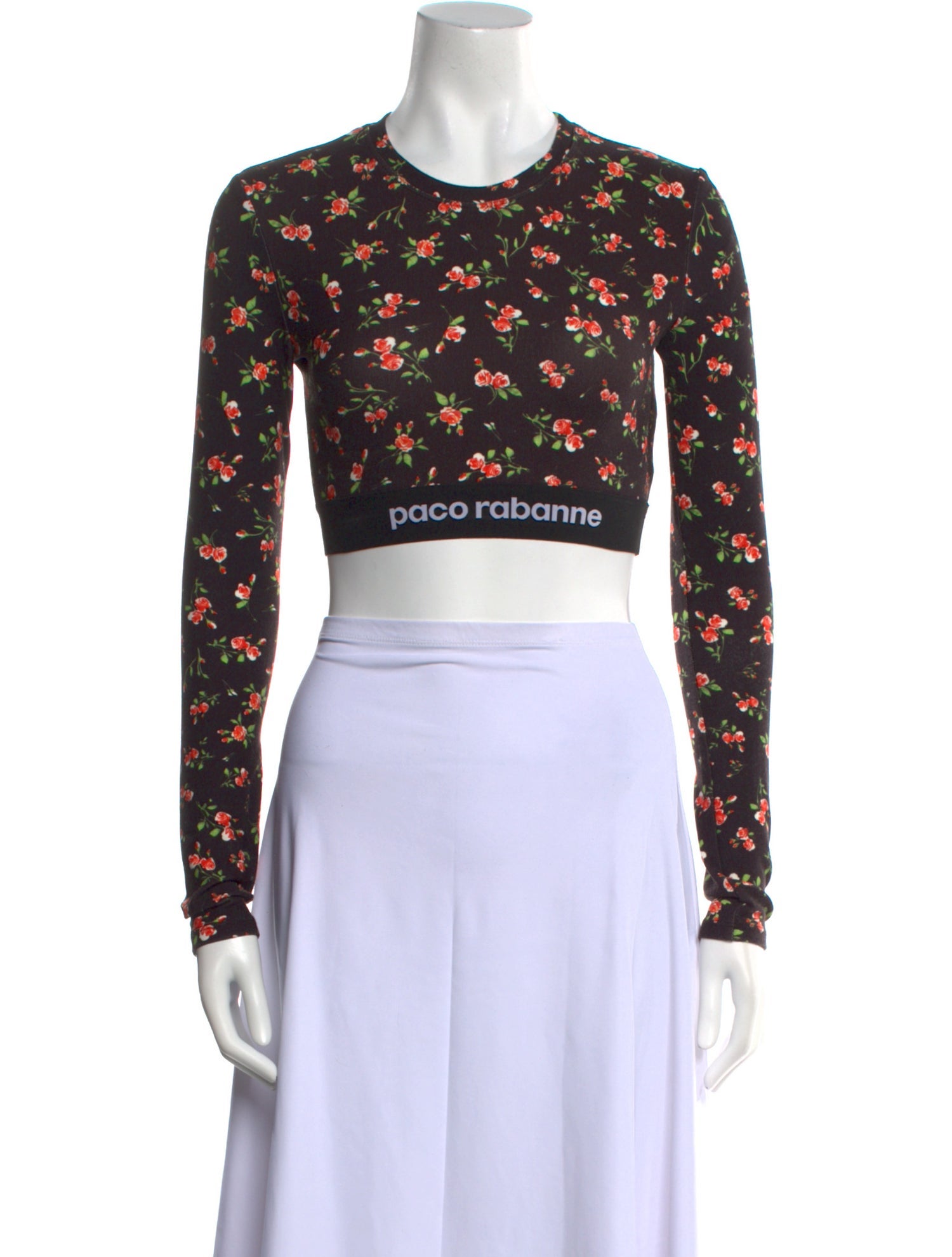 Paco Rabanne Printed Crew Neck Crop Top
