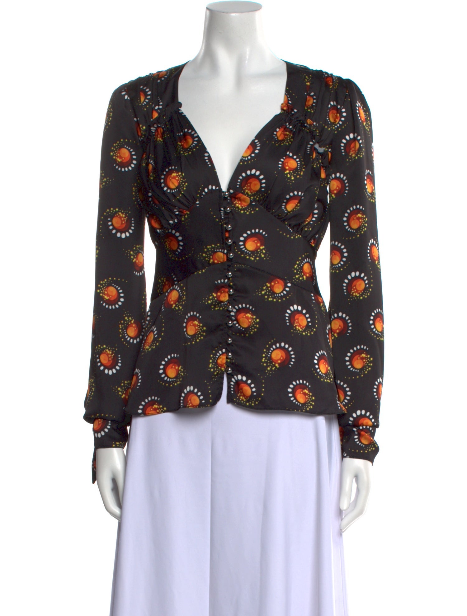 Paco Rabanne Floral Print V-Neck Blouse