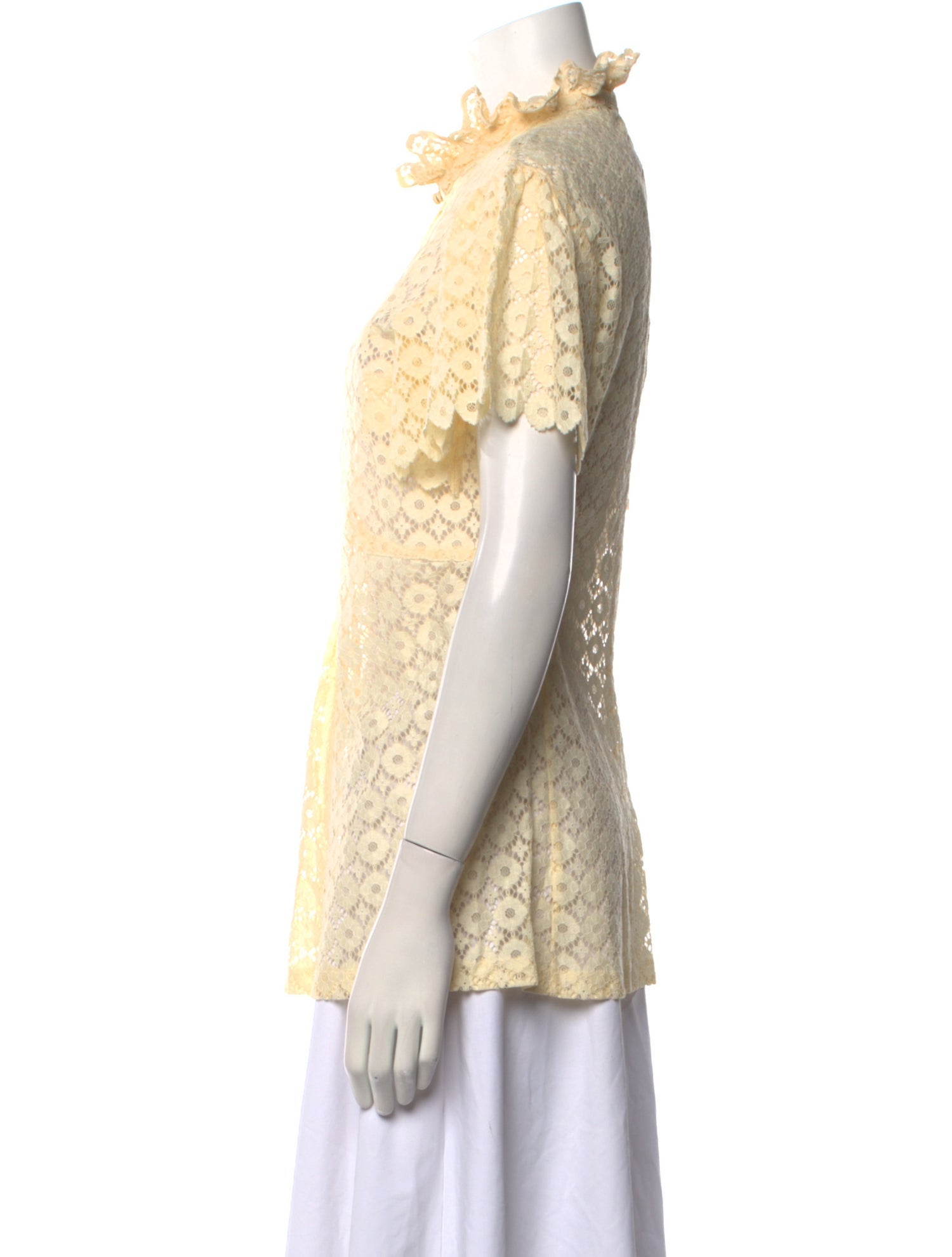 Paco Rabanne Lace Pattern Mock Neck Top