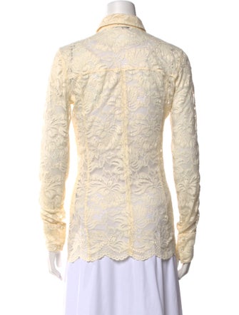 Paco Rabanne Lace Pattern Long Sleeve Button-Up Top