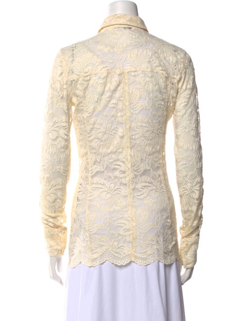 Paco Rabanne Lace Pattern Long Sleeve Button-Up Top