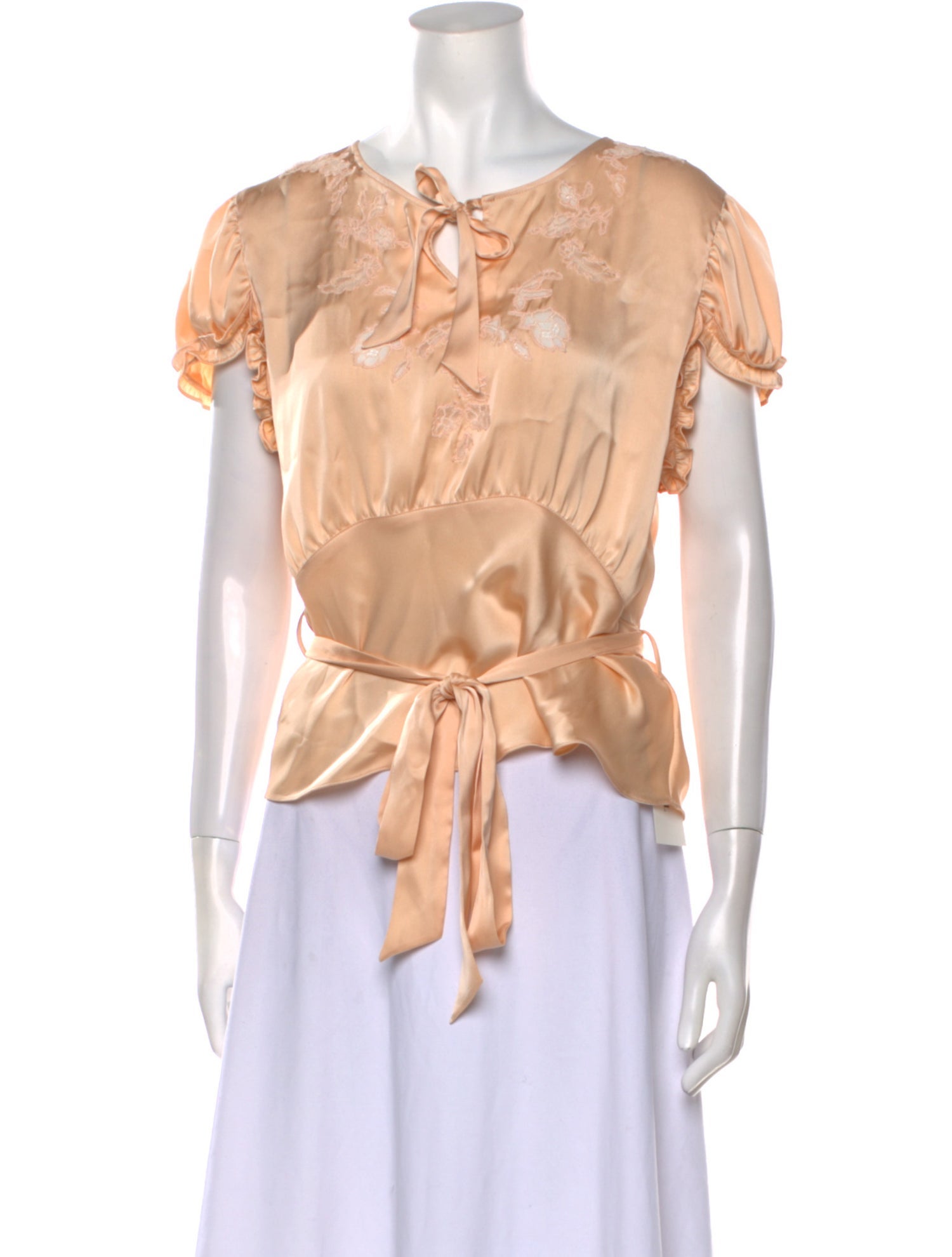 Paco Rabanne Tie Neck Short Sleeve Blouse w/ Tags