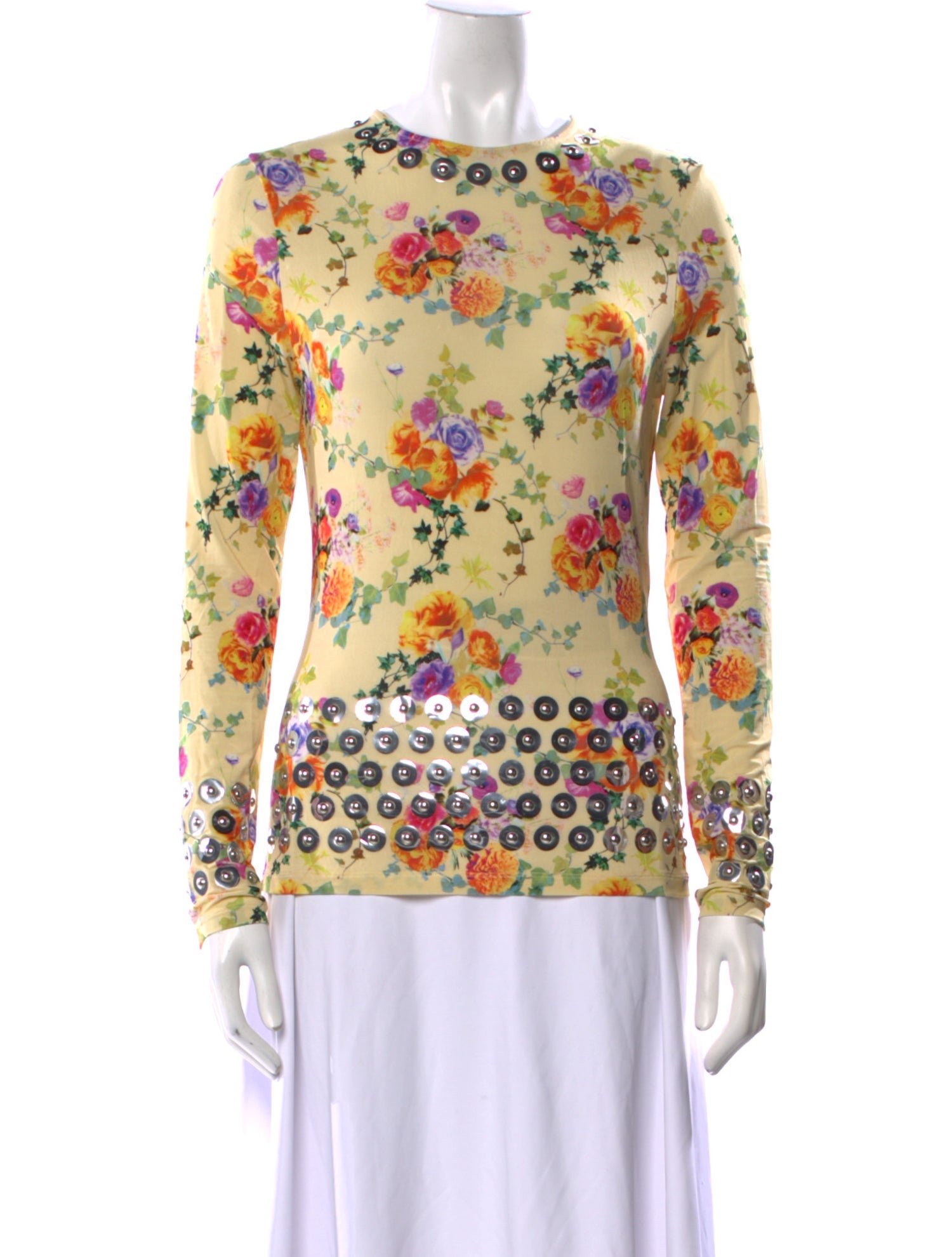 Paco Rabanne Floral Print Crew Neck Top w/ Tags