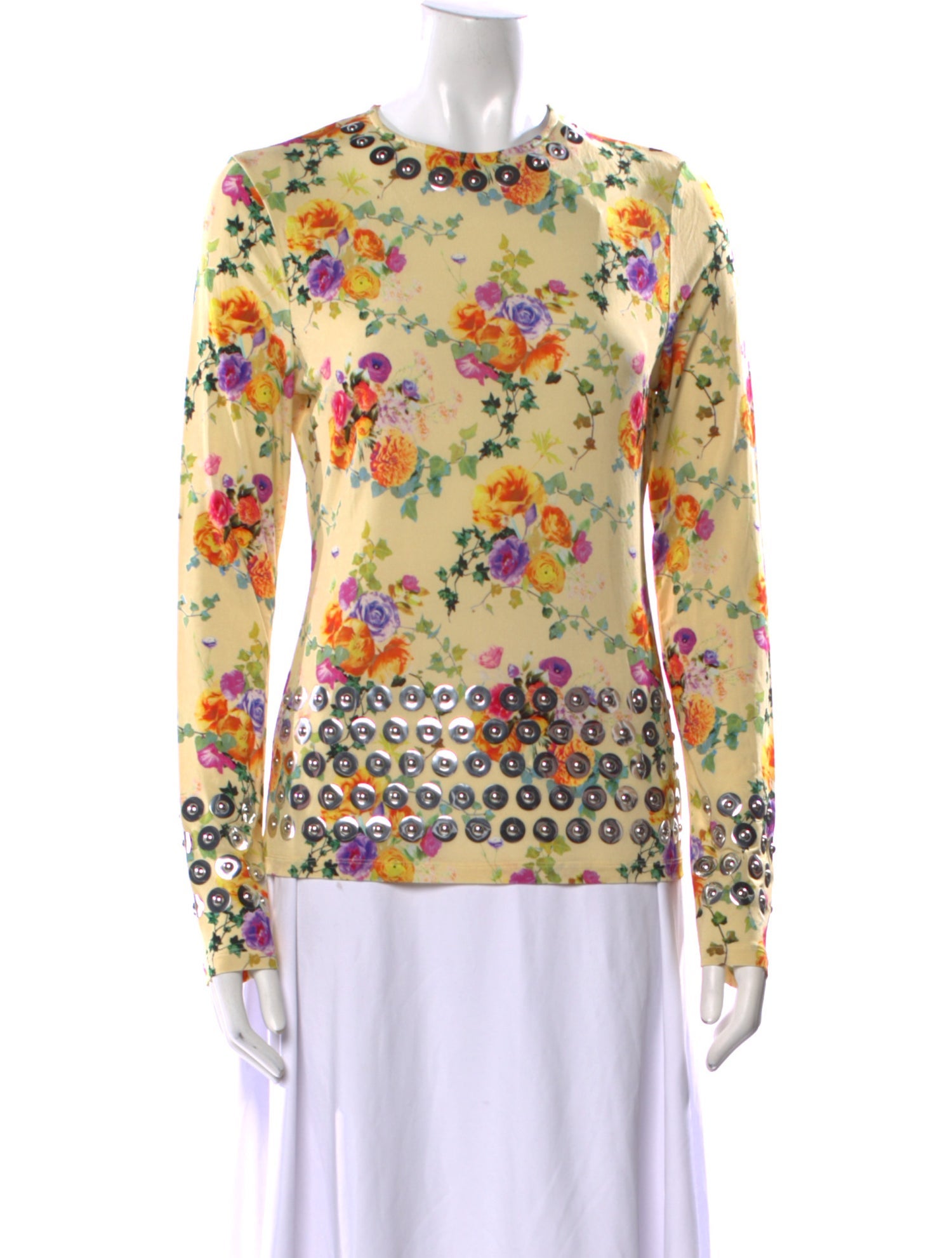 Paco Rabanne Floral Print Crew Neck Blouse w/ Tags