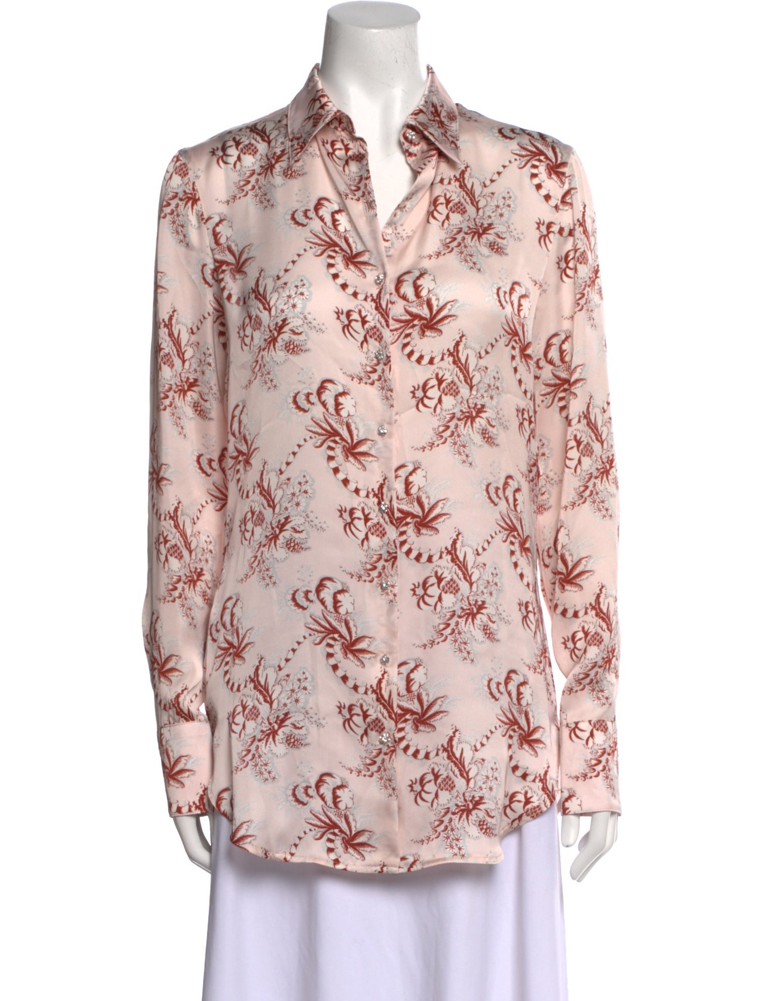Paco Rabanne Floral Print Long Sleeve Button-Up Top