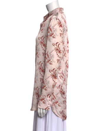 Paco Rabanne Floral Print Long Sleeve Button-Up Top
