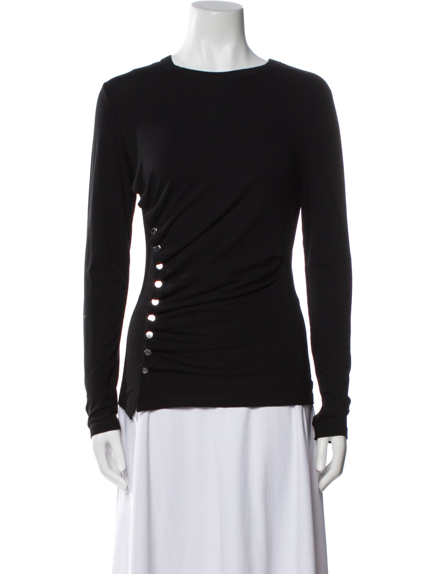 Paco Rabanne Scoop Neck Long Sleeve Top
