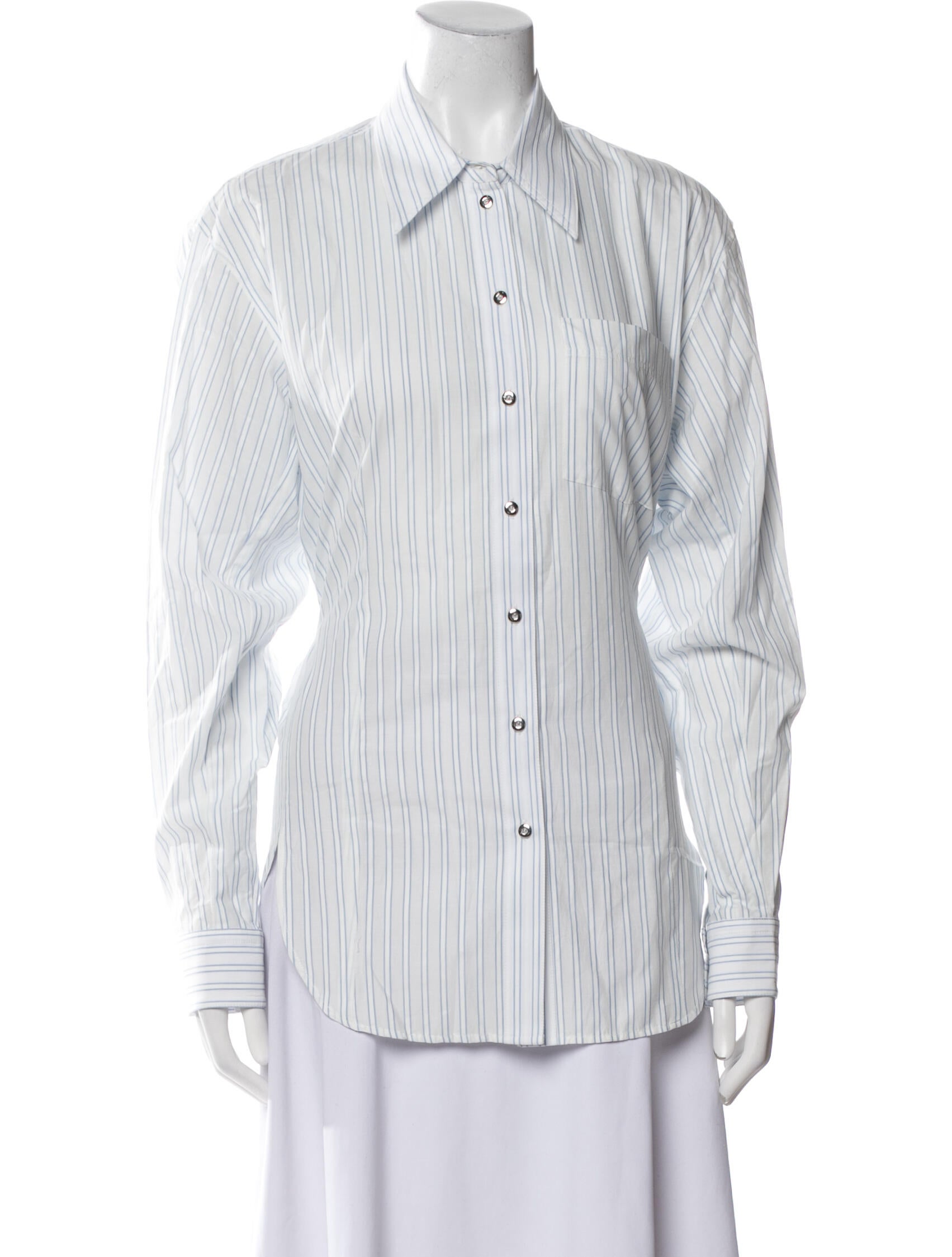 Paco Rabanne Striped Long Sleeve Button-Up Top w/ Tags