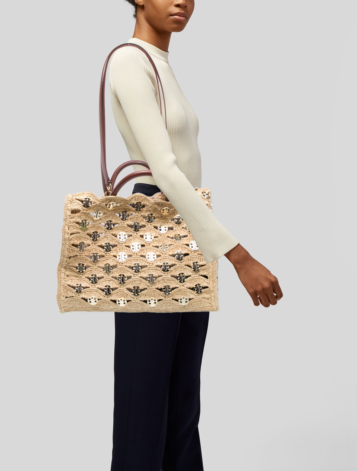 Paco Rabanne Raffia Shoulder Bag