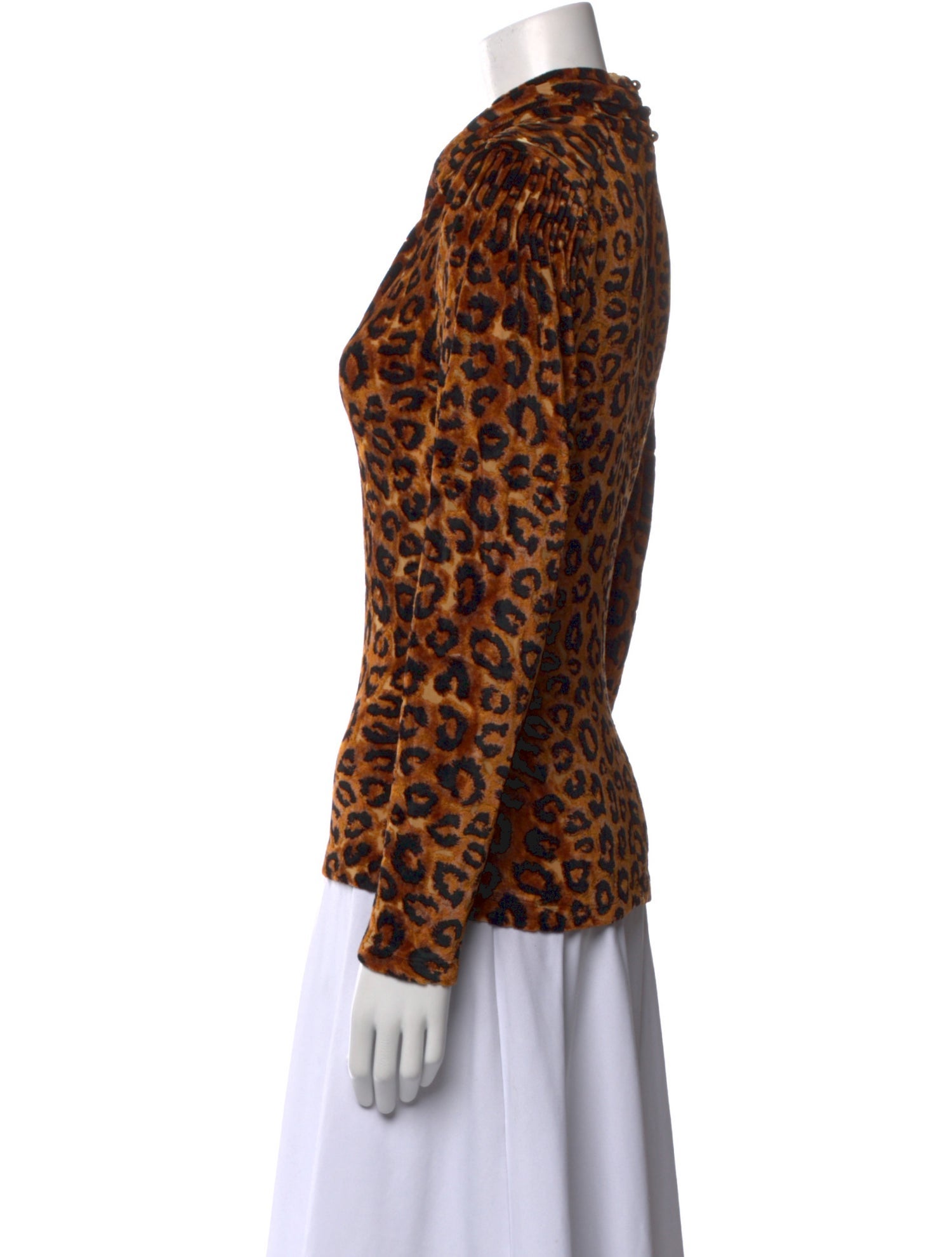 Paco Rabanne Animal Print Mock Neck Blouse