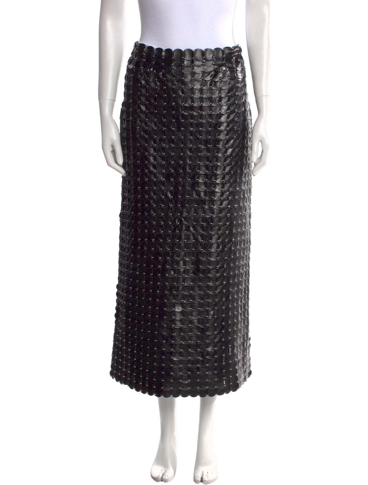 Paco Rabanne Leather Midi Length Skirt